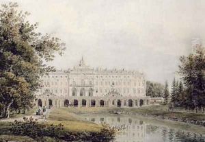 View of the Great Palace of Strelna near St Petersburg 1841 by Yegor Yegorovich Meier