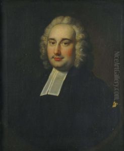 Portrait Of Reverend William 
Batt, Bust-length, In A White Lawn Collar, In A Feigned Oval Inscribed, 
'rev William Batt/collingbourne' Oil On Canvas 29 X 24 In