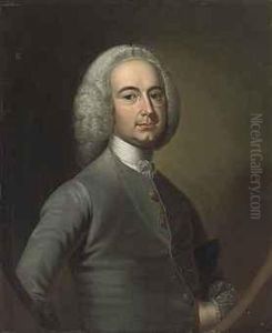 Portrait Of A Gentleman,
Traditionally Identified As Robert Butcherof Walthamstow, Half-length,
In A Blue Coat And Lace Collar by Thomas Hudson