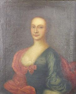 Portrait Of A Gentleman,
Half Length,
In A Brown Coat; Portrait Of A Lady,
Half Length,
In A Blue Dress And A Red Mantle