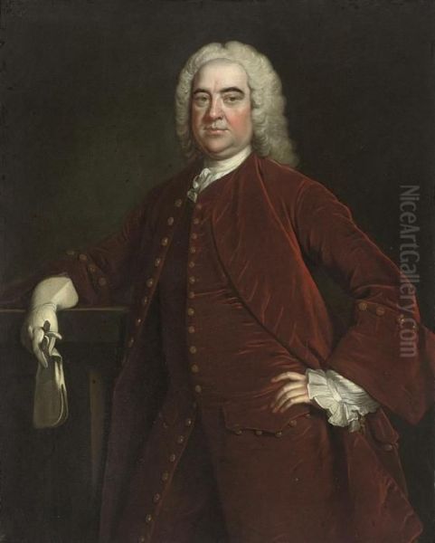 Speke Of Curry Revel And White
Lackington, Three-quarter-length, In A Red Velvet Coat And Waistcoat,
Gloves In His Right Hand - view 1