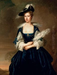 Portrait Of Elizabeth Dunch,
Later Lady Oxenden, Three-quarter-length, Wearing A Blue Van Dyck Dress
And Black Hat And Holding A White Feather Plume, Standing In A Landscape Portrait Of Elizabeth Dunch,
Later Lady Oxenden, Three-quarter-length, Wearing A Blue Van Dyck Dress
And Black Hat And Holding A White Feather Plume, Standing In A Landscape
