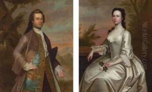 Portrait Of Robert Balch Of Bridgewater; Portrait Of Mrs. Robert Balch, Nee Everaid by Thomas Hudson