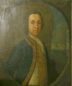 Portrait Of A Young Naval Officer In A Painted Oval, His Riggedship In The Background