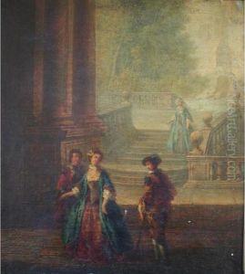 Elegant Company In A Colonnade
