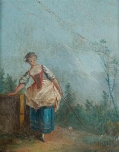 Jeune Fille Pres D'un Puits by Jean-Baptiste Huet