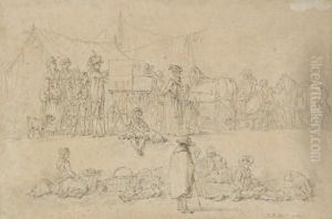 Scene De Foire : La Boite A Optique by Jean-Baptiste Huet
