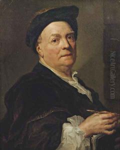 Portrait of Louis de Silvestre (1675-1760), half-length, holding a pen and leaning on a portfolio by Anton Raphael Mengs