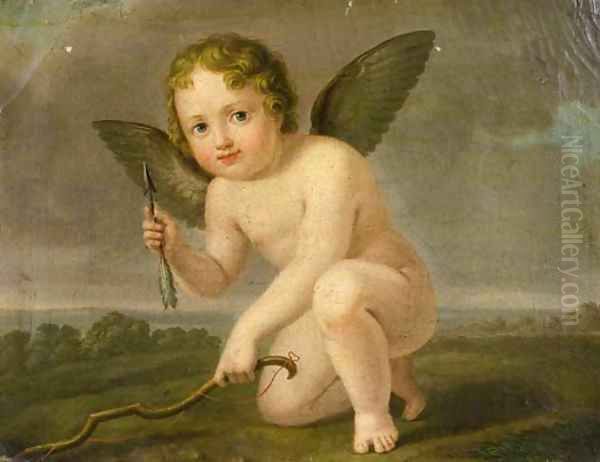 Amor kneeling in a landscape - view 1