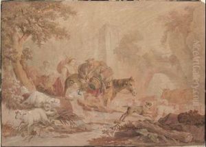 Paesaggio Con Pastorelle Ed Armenti by Jean-Baptiste Huet