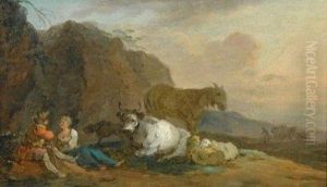 Bucolic Landscape In The Evening Sun by Jean-Baptiste Huet