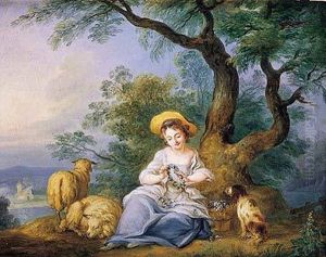Pastora Descansando Junto A Un Arbol Con Su Perro Y
Ovejas by Jean-Baptiste Huet