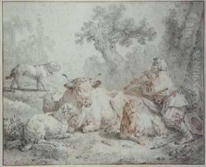 Paysan Et Troupeau by Jean-Baptiste Huet