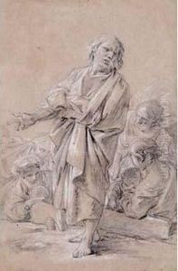 Personnage Age Prechant Devant Une Foule by Jean-Baptiste Huet