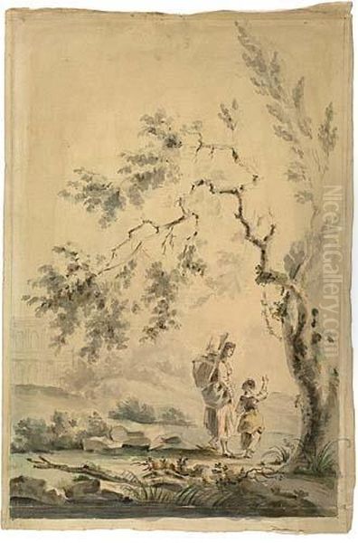 Landscape With A Peasant Woman And Her Child<</b> - view 1