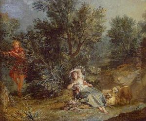 Shepherdess In A Landscape by Jean-Baptiste Huet