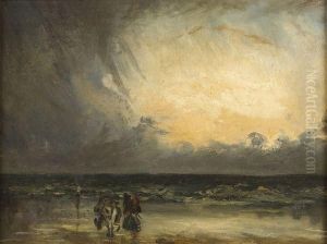 Approche D'un Ouragan Sur La Mer Au Coucher De Soleil