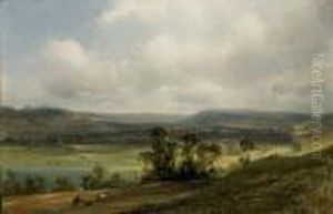 Paysage Anime Au Bord D'un Fleuve by Paul Huet