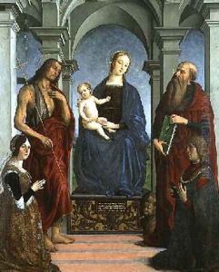 Madonna and Child with St Jerome and St John the Baptist and Donors by Marco Meloni