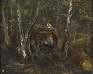 Un Personnage Dans Un Sous-bois by Paul Huet