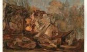 Rochers En Foret De Fontainebleau, Circa 1849 by Paul Huet