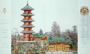 Japanese Tower in the Royal Park at Laeken Belgium 2 by Marcel, Alexandre Auguste Louis