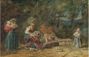 Les Nourrices Nicoises, Circa 1838 by Paul Huet