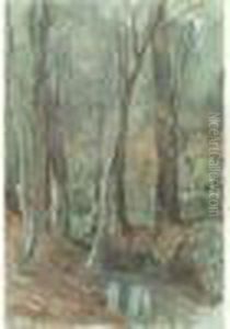 Foret De Compiegne (mare Sous Les Arbres) by Paul Huet