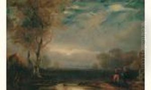 Crepuscule Avec Personnage En 
Pantalaon Rouge, 1825-26 (probablement Une Scene Tiree D'un Roman De 
Walter Scott)