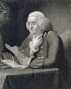 Portrait of Benjamin Franklin engraved by Thomas B Welch 1814-74 by David Martin