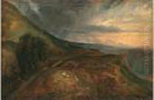 Souvenir D'auvergne, Soleil Couchant Dans Les Montagnes 1833-36 by Paul Huet
