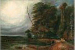 L'orage A La Fin Du Jour Ou Le Cavalier by Paul Huet