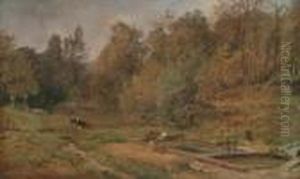 Lavoir En Foret, Pres De Pont-audemer, Effet D'automne, 1866 by Paul Huet