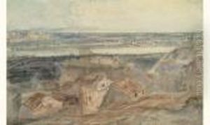 Avignon, Vue Generale Prise De Villeneuve-les-avignon by Paul Huet