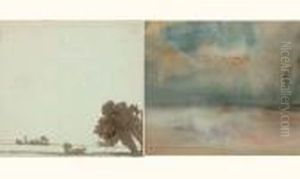 Bords De Riviere - Plaine En Contre-jour - Lumiere D'orage by Paul Huet