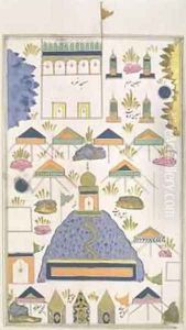 Points of Pilgimage at Mecca and Medina from Futuh al-Haramain 1589 by al-Din Muhyi