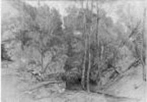 Rochers Dans La Foret De Fontainebleau by Paul Huet