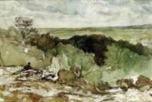 A View Of Mont Ussy In The Forest Of Fontainebleau by Paul Huet