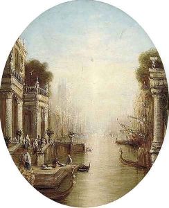 A capriccio of a Venetian backwater by Francis Moltino