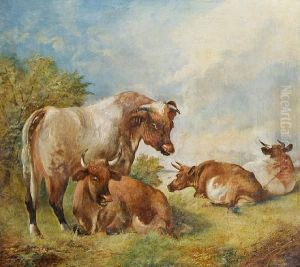 Cattle In A Summer Landscape by William Huggins