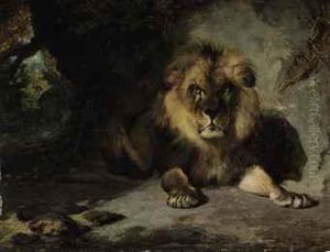 A Lion In His Den by William Huggins