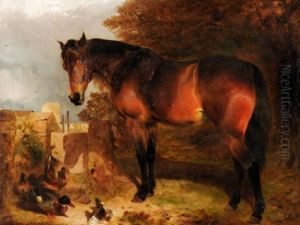 A Bay Horse, With Duck And Pigeons by William Huggins