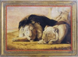 A Sleeping Lion And His Lioness by William Huggins