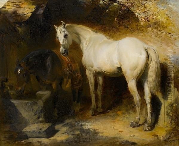 Horses Watering - view 1