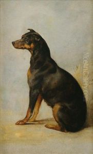 Portrait Of A Manchester Terrier - Portrait Of A Boy With A Rodverso by William Huggins