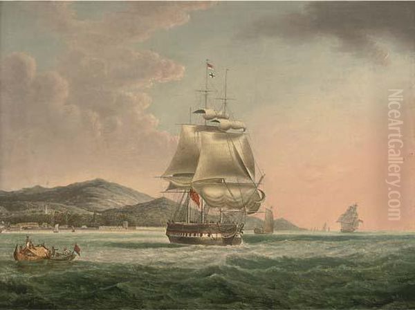 A Frigate Setting Sail Off Penang - view 1