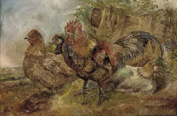 A Cock And Hens - view 1