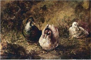Ducks At The Waters Edge by William Huggins