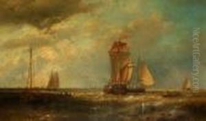 Shipping In Choppy Waters Off A Shore