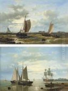 Choppy Waters In The Estuary; And Calm Waters Near The Shore by Abraham Hulk Jun.